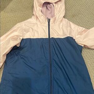Columbia Pink and Blue Raincoat Lightweight Hooded Jacket